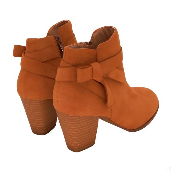 Kaensi Brown Tie-Accent Block-Heel Bootie Womens Shoes, Brown, Size 6 - Picture 2 of 5